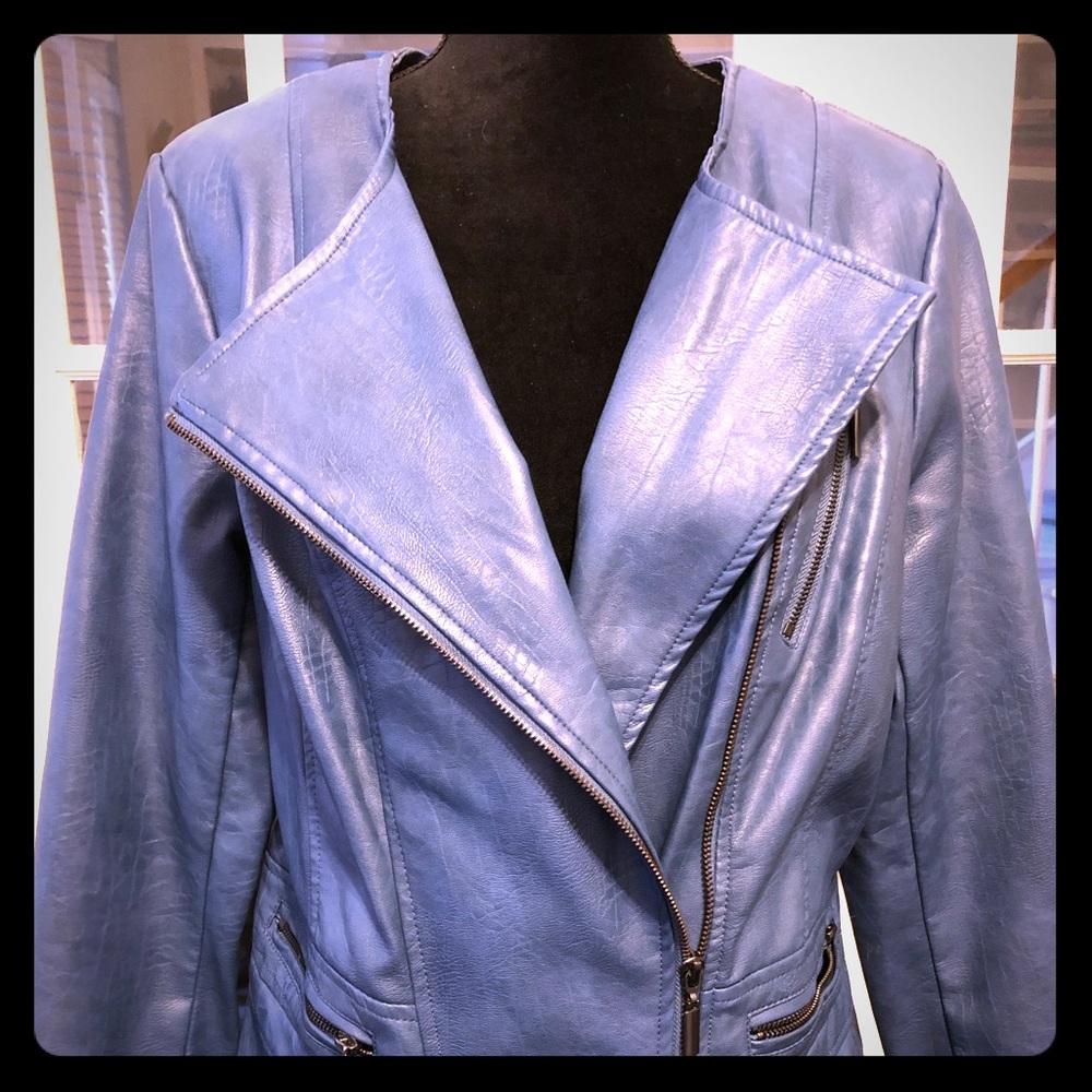 Blue Alfani leather-like jacket